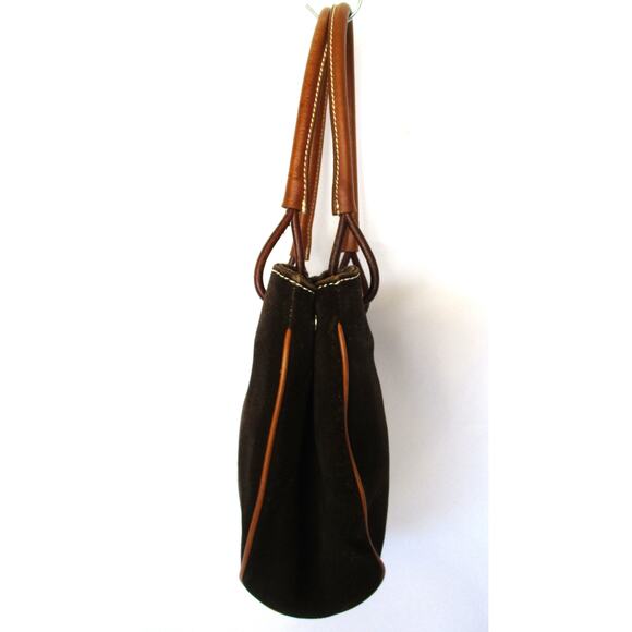 REGAZZE Italy Brown High Quality Genuine Suede Leather Tote Bucket Bag - Picture 4 of 12